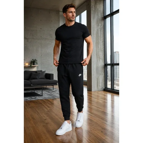 Nike Sportswear Club Fleece Joggers Mens Large Black Sweatpants BV2671-010