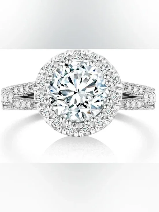 Genuine Moissanite 3 Carat Ring 18K White Gold Vermeil Size 8!