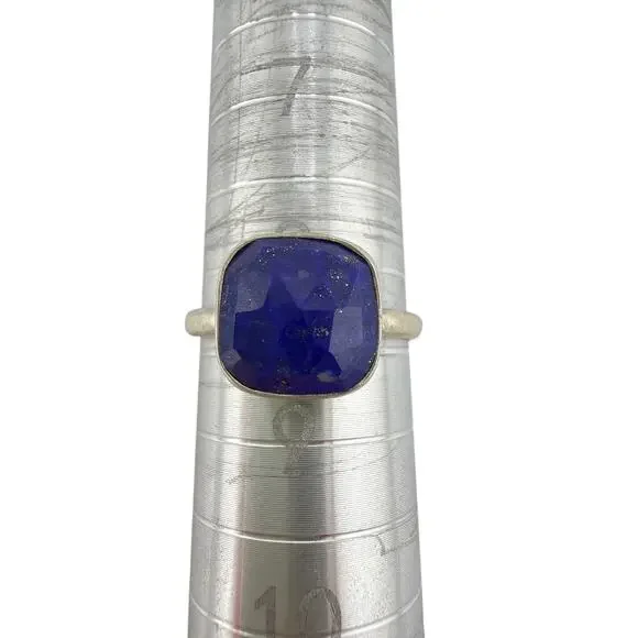 Sterling Silver Royal Blue Lapis Lazuli Cabochon Ring Size 8.5