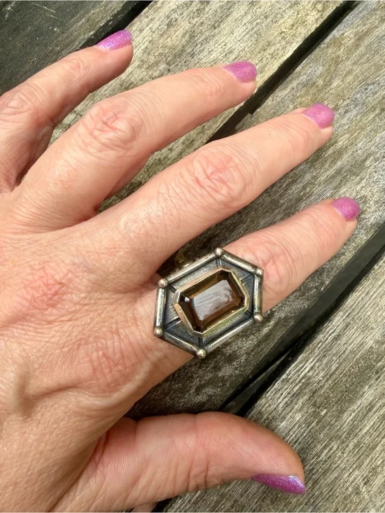 Sage Goddess Ring Smoky Quartz .925 Size 9