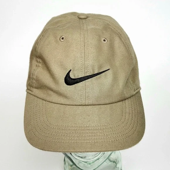 Nike Heritage86 Dri-Fit Hat Cap Khaki Tan Beige Black Swoosh Dad Hat Strapback