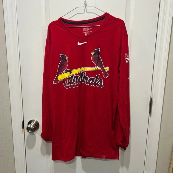 Nike Mens Long Sleeve Shirt St Louis‎ Cardinals Dri-FIT Red XL