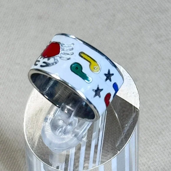 Sterling‎ Silver 925 Enamel Crab Tribal Folk Art Design Ring Thailand Size 4.25
