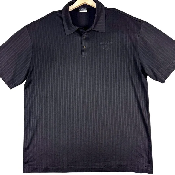 Nike Golf Polo Shirt Mens 2XL Black Dri-FIT Raymond 2011 Vertical‎ Stripe Golfer