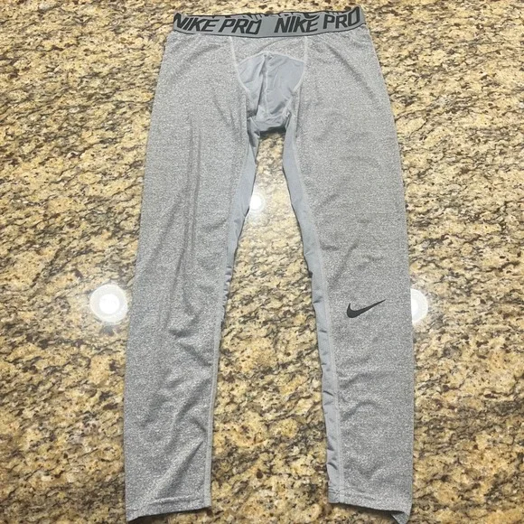 Nike Pro Mens Compression Leggings Grey Heather Training Tights XL