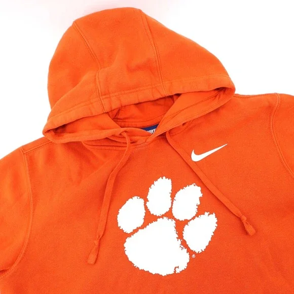 Nike Clemson Tigers Orange Paw Print Hoodie Pullover Sweatshirt Mens Small‎