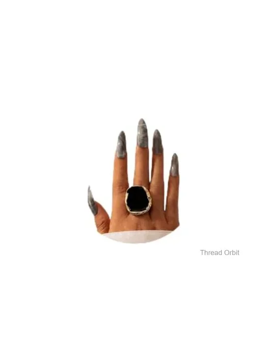 Vintage Statement Ring Chunky Cocktail Ring Black Enamel Drip Finger Ring