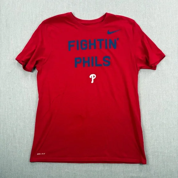 Nike Men’s Red 'Fightin' Phils' Short-Sleeve‎ Tee with Blue Lettering