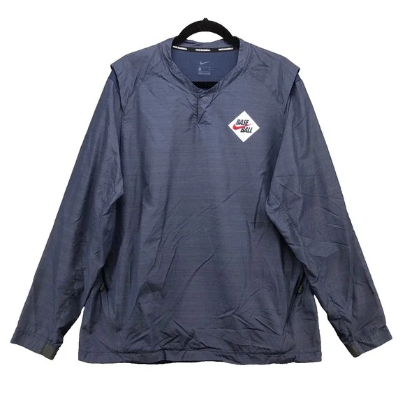 Nike Baseball Pullover Windbreaker Mens Large‎ Blue Activewear Outdoor Workout