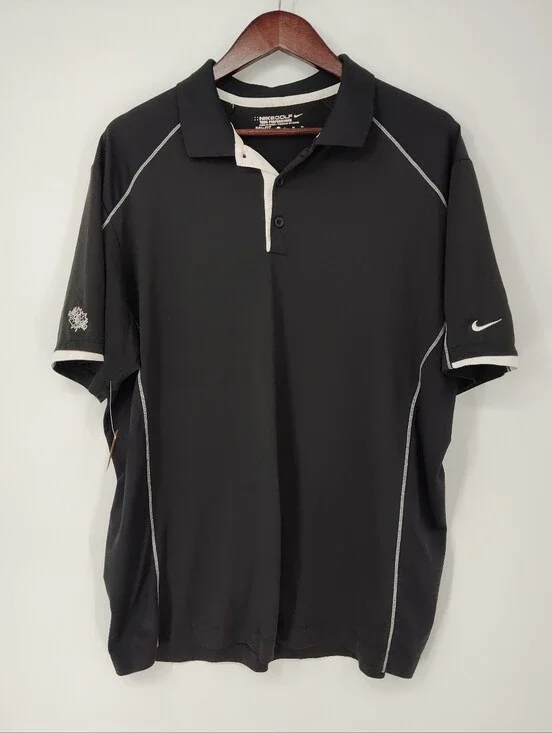 Nike Tour Performance Dri-Fit Men’s Black Polo with White Contrast Trim Size XL