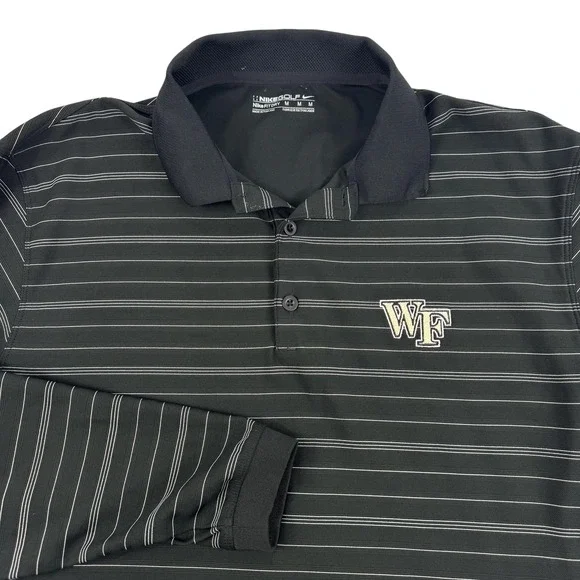 Wake Forest Demon Deacons Polo Shirt Mens Medium Black NCAA Golf‎ Nike Fit Dry