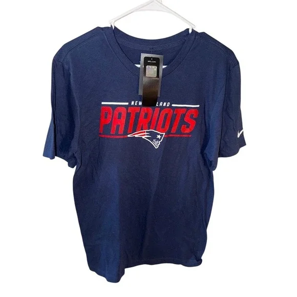 Nike New England Patriots NFL Graphic T-Shirt Mens Large Navy Blue Short Sleeve