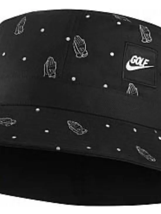 Nike Black Bucket Hat with White Praying Hands & Dot Pattern Sporty Activewear