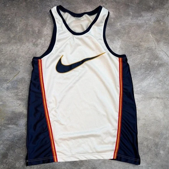 Vintage Nike Big Center Swoosh Embroidered Tank Top Jersey Men's Size Large 90s