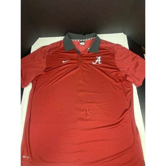 Nike Mens Alabama Crimson Tide Coaches Sideline DRI-FIT Polo Shirt Red 2XL
