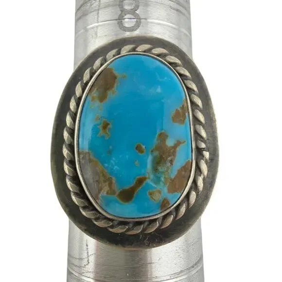 Raegan Hough Handmade Sterling Silver Turquoise Statement Ring Size 10