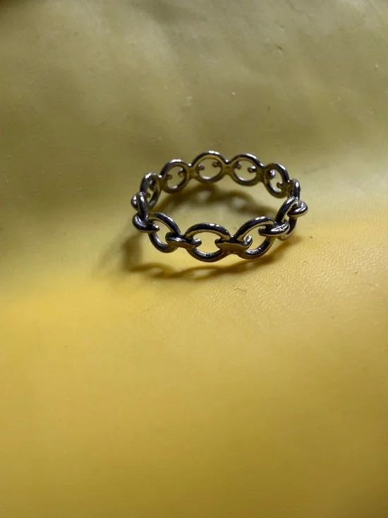 Sz 5 Silver tone Chain Link Ring - Classic Linked Design