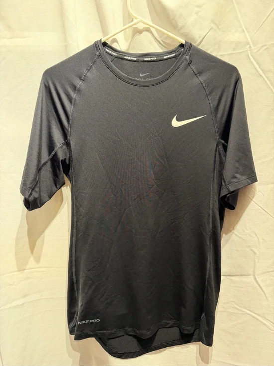 Nike Black Short-Sleeve Dri-FIT Performance Tee with White Swoosh