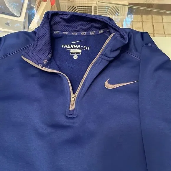Nike therma-fit sweatshirt medium blue grey embroidered logo upfront