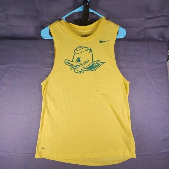 Nike Oregon Ducks Dri-FIT Sleeveless Muscle Tee Yellow Puddles Mascot‎ XS