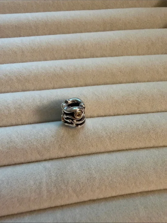 Pandora Retired Funny Bones 14K/SS & Diamond Charm