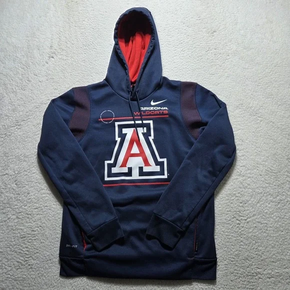 Nike Arizona‎ Wildcats Hoodie Men Medium Navy Blue Sweatshirt On Field Dri Fit