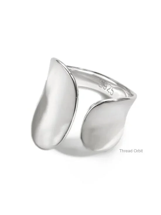 925 Sterling Silver Wide Band Ring Hammered Chunky Statement Adjustable Thumb