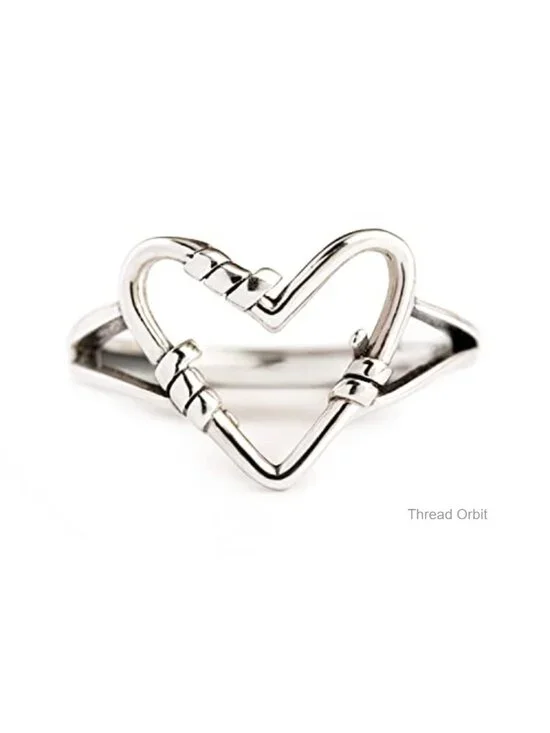 925 Sterling Silver Heart Ring Band for Women Stackable Promise Ring