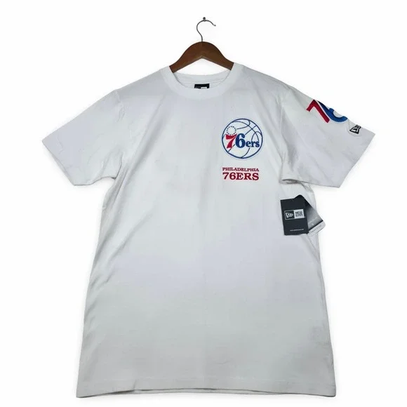 New Era Philadelphia 76ers Shirt Men Medium NWT City of Brotherly Love White NBA