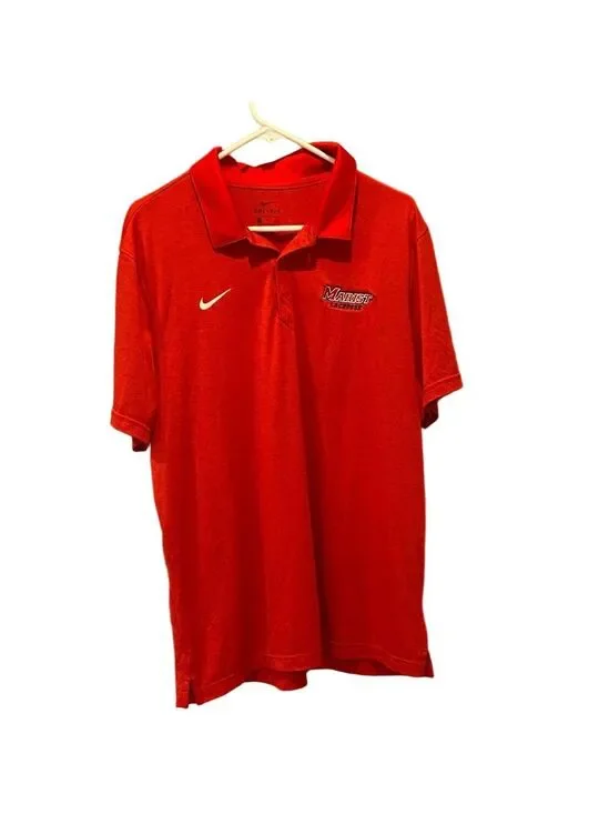 Nike Marist College Lacrosse Men's Red Dri-Fit Short Sleeve Polo Shirt Size XL