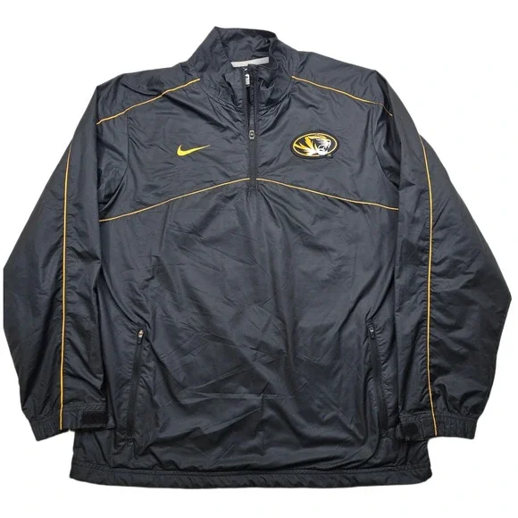 Nike Missouri Tigers Pullover Anorak Jacket Mens Small‎ Black Gold NCAA Wind