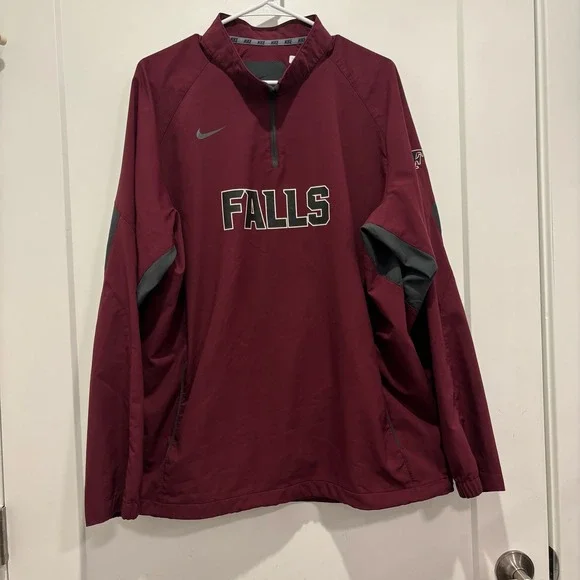 Nike Mens Maroon Falls 1/4‎ Zip Pullover Windbreaker Jacket XL Burgundy Grey