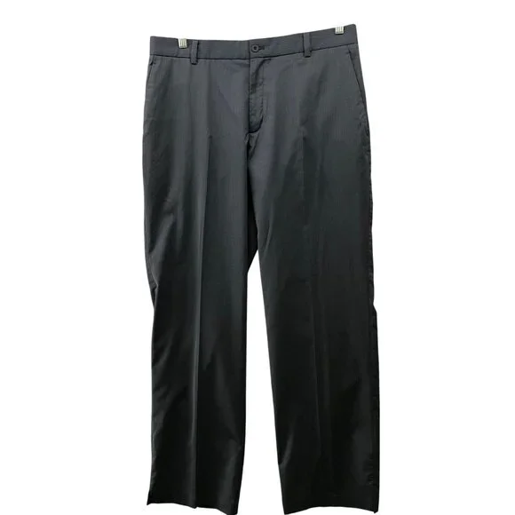 Nike Golf Pants‎ Mens 34x32 Flat Front Black Gray Pinstriped Performance