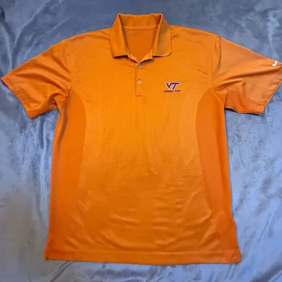 Nike Dri-Fit orange Virginia Tech golf polo Size L - 0324