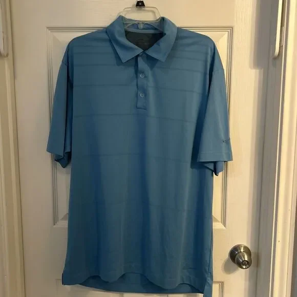 Nike Golf Men's Large Modern Fit Dri-Fit Light Blue Gray‎ Golf Polo Shirt Solid