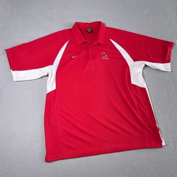 VTG Louisville Cardinals Nike Polo Shirt Men XXL Red Dri-Fit‎ Football Coaches