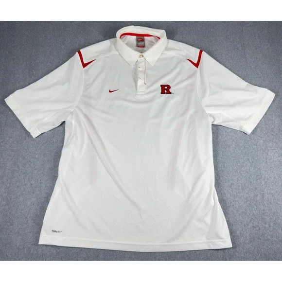 Rutgers Scarlet Knights Shirt Mens L White NCAA Football Nike Polo