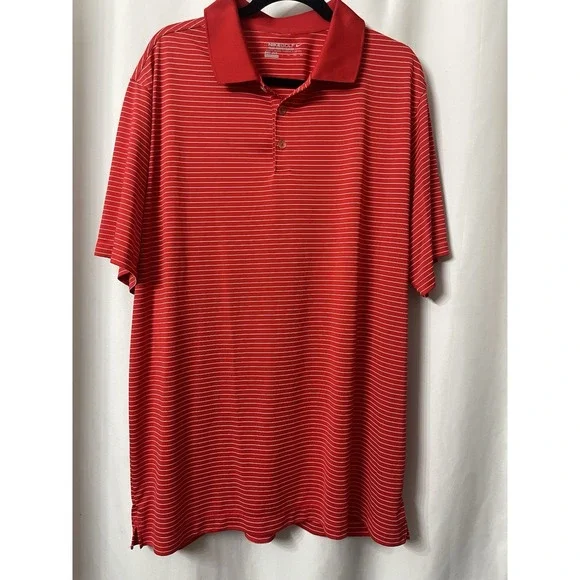 Nike Golf Tour Performance Mens 2XL-XXL Red White Stripes Polo Shirt Dri-Fit H11