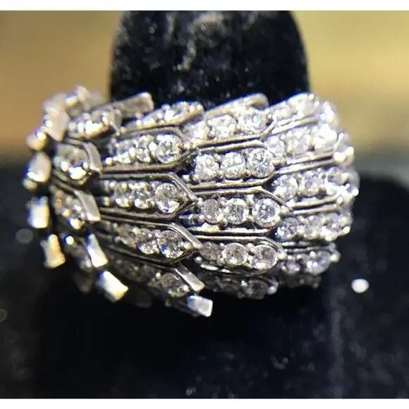 Robson Jewelers Cocktail Ring CZ Sz 6.5 Silver 925 NWT (All Stones Simulated)