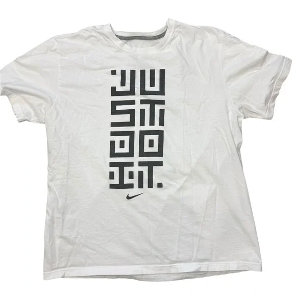 Nike White Tee with Black Geometric Design‎