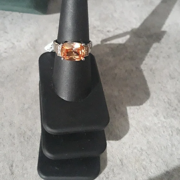 Sterling Silver Champayne CZ Ring SZ 8