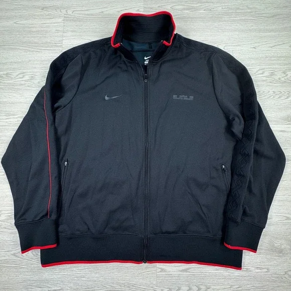 Nike Mens Track Jacket LeBron James Full‎ Zip Black Red 3XL Basketball