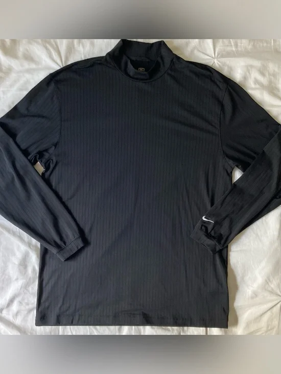 Nike Golf Long Sleeve Mock Neck Shirt Men’s Large Black Ribbed Almost Vintage