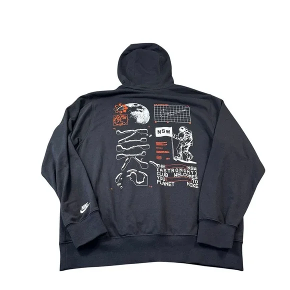 Nike NSW Club Pullover Astronomy Club Hoodie Black Men's Size L HQ8594-010‎