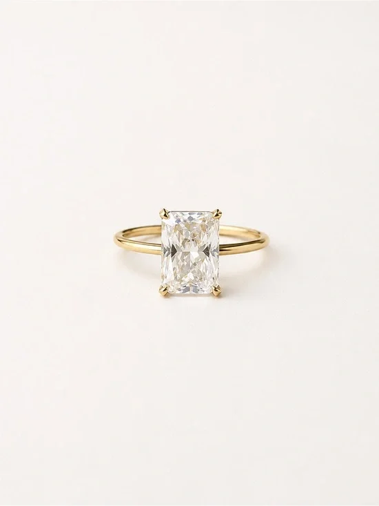 Radiant Emerald-Cut Solitaire Ring in Gold