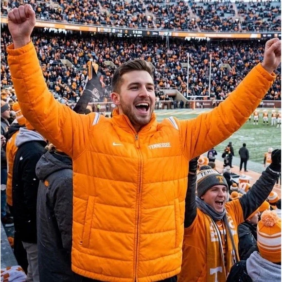 Nike‎ Team Tennessee Volunteers Men Orange Puffer Jacket Full Zip Size M NCAA