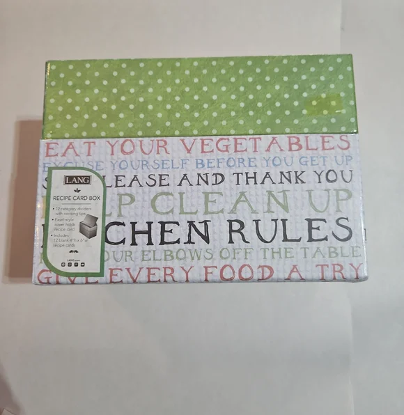 Kitchen Rules Recipe Card Box - Green/White