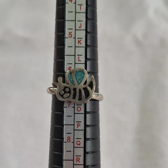 Silver Bee Ring with Turquoise Micromosaic
