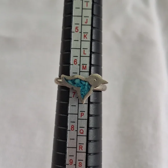Silver and Blue Micromosaic Bird Ring