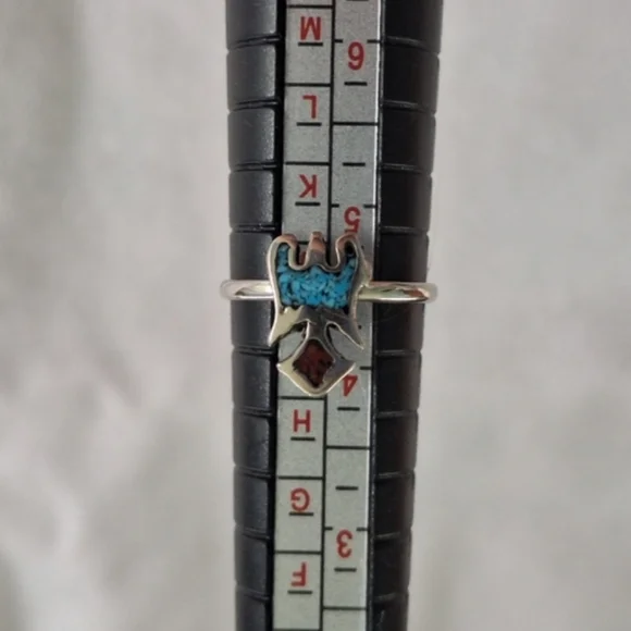 Turquoise and Coral Micromosaic Phoenix Ring